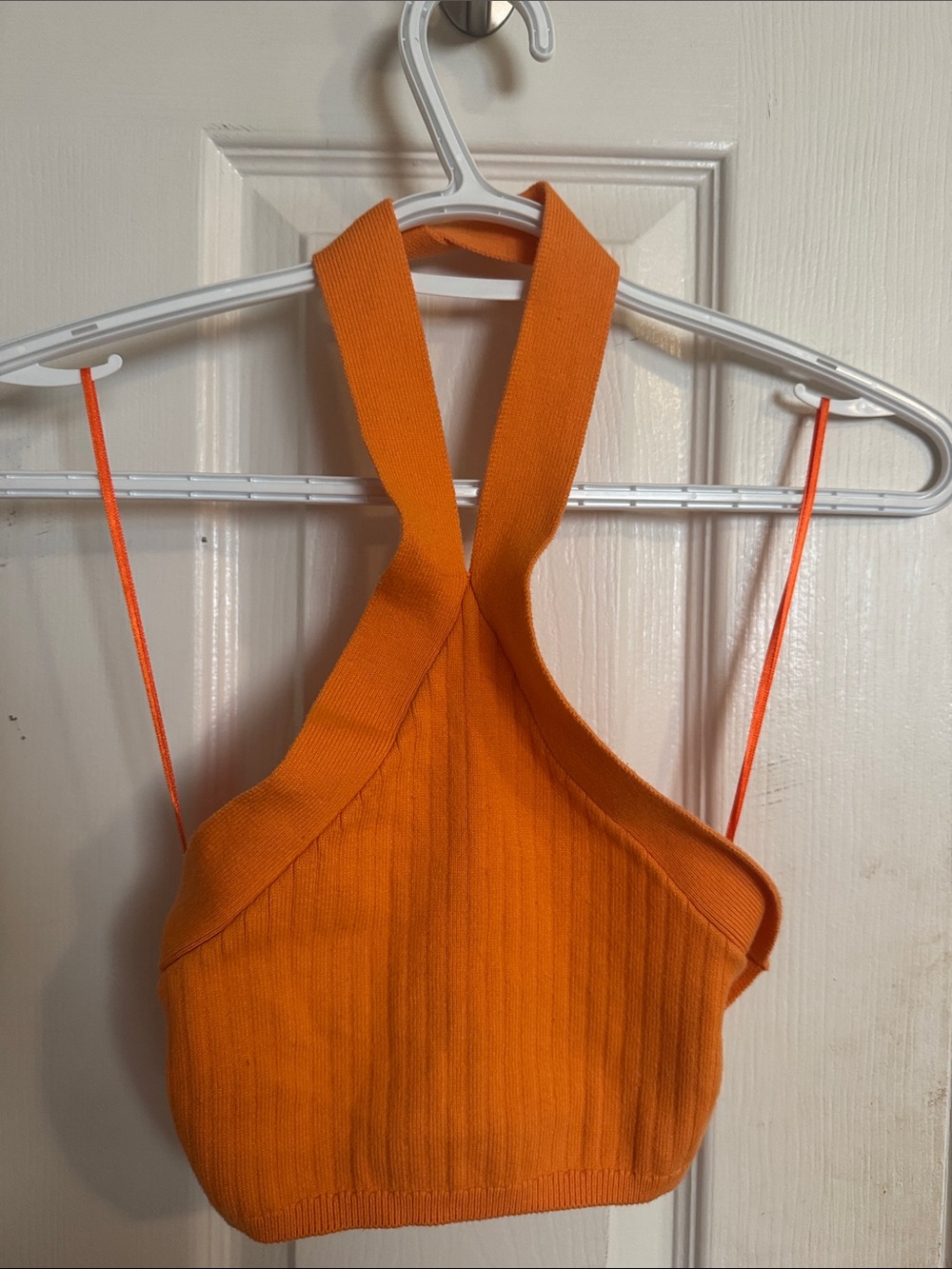 BDG Orange Ribbed Halter Crop Top